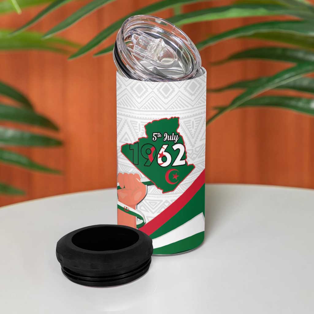 Algeria Independence Day 4 in 1 Can Cooler Tumbler Coat Of Arms With Maqam Echahid
