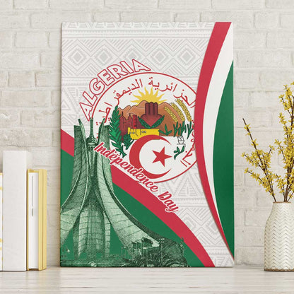 Algeria Independence Day Canvas Wall Art Coat Of Arms With Maqam Echahid