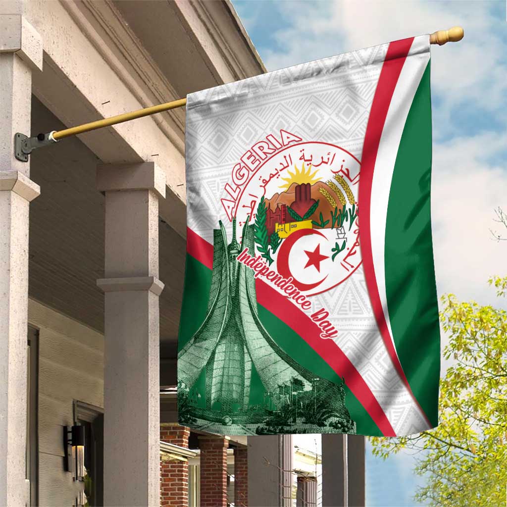 Algeria Independence Day Garden Flag Coat Of Arms With Maqam Echahid