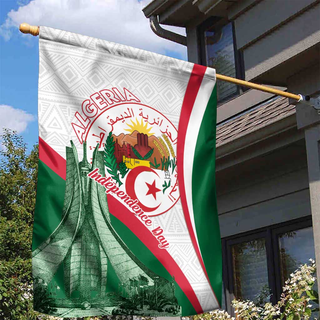 Algeria Independence Day Garden Flag Coat Of Arms With Maqam Echahid