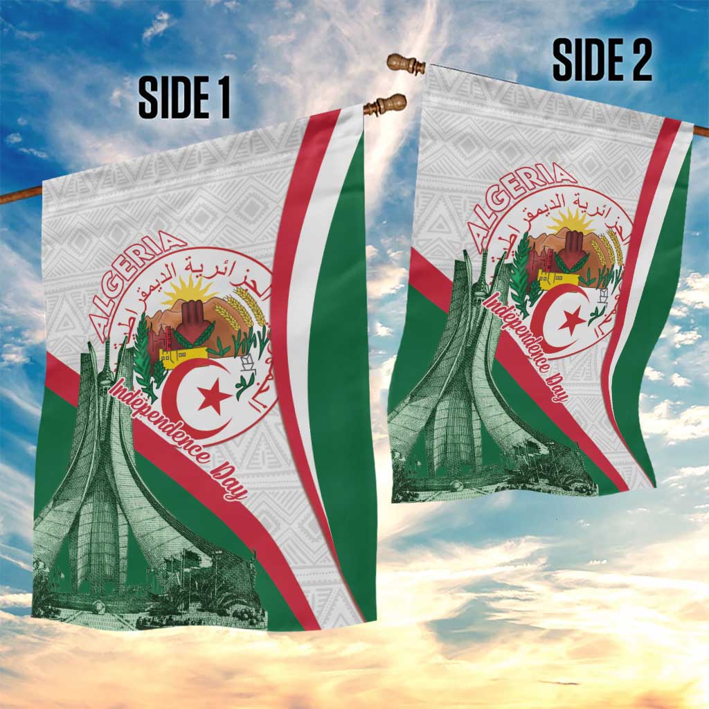 Algeria Independence Day Garden Flag Coat Of Arms With Maqam Echahid
