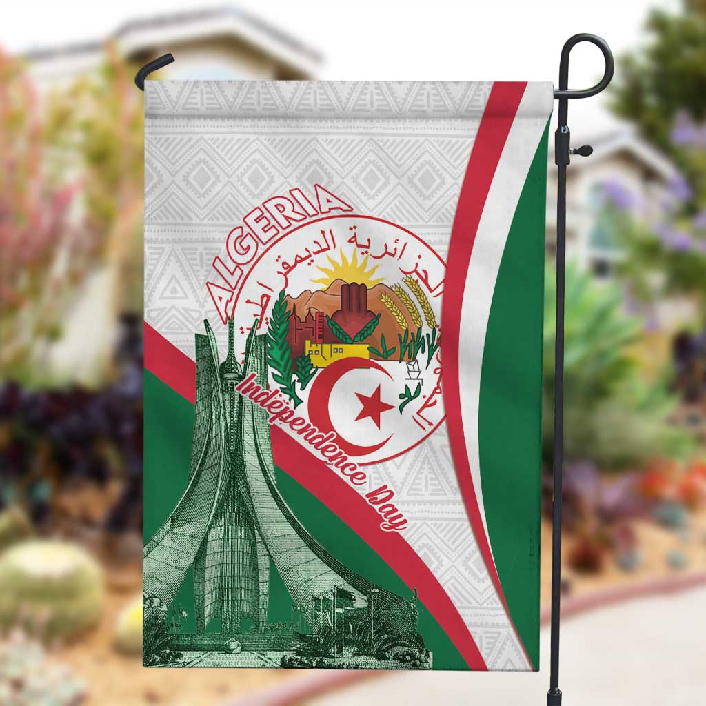 Algeria Independence Day Garden Flag Coat Of Arms With Maqam Echahid