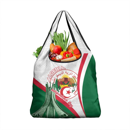 Algeria Independence Day Grocery Bag Coat Of Arms With Maqam Echahid