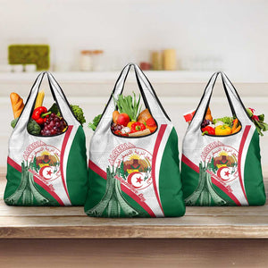 Algeria Independence Day Grocery Bag Coat Of Arms With Maqam Echahid