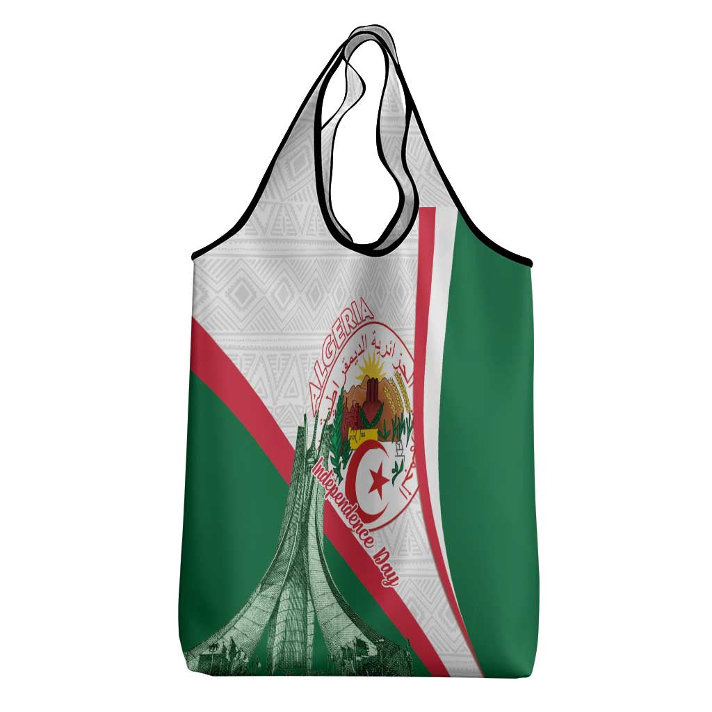 Algeria Independence Day Grocery Bag Coat Of Arms With Maqam Echahid