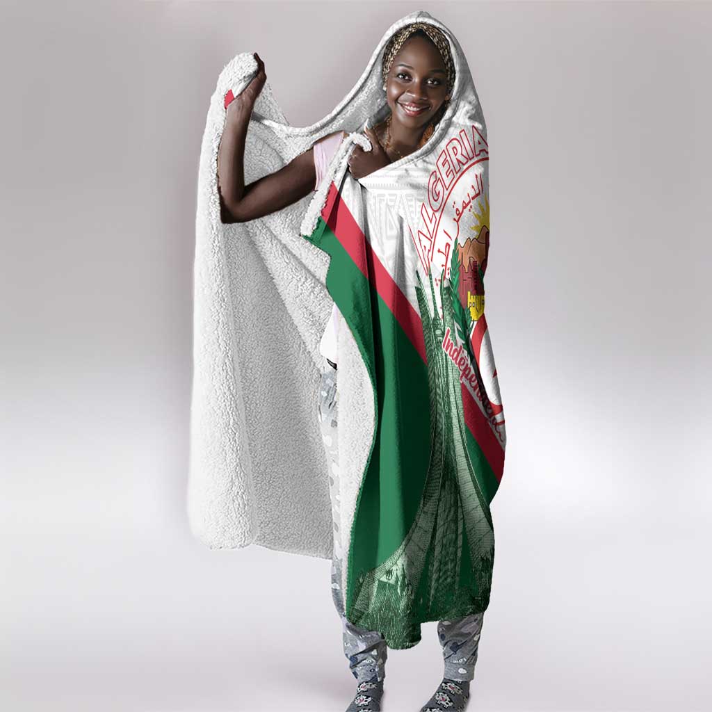 Algeria Independence Day Hooded Blanket Coat Of Arms With Maqam Echahid