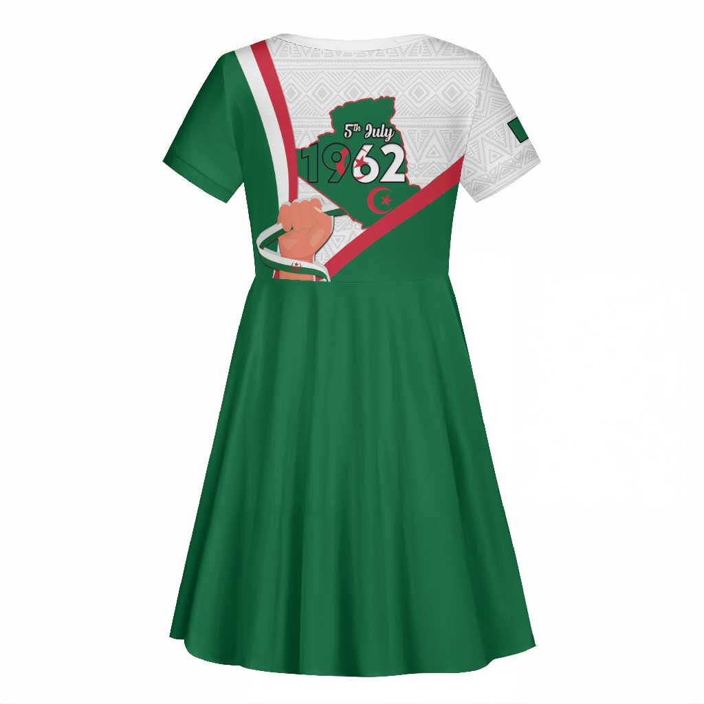 Algeria Independence Day Kid Short Sleeve Dress Coat Of Arms With Maqam Echahid
