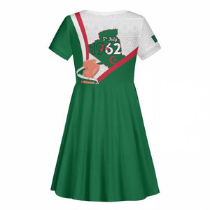 Algeria Independence Day Kid Short Sleeve Dress Coat Of Arms With Maqam Echahid