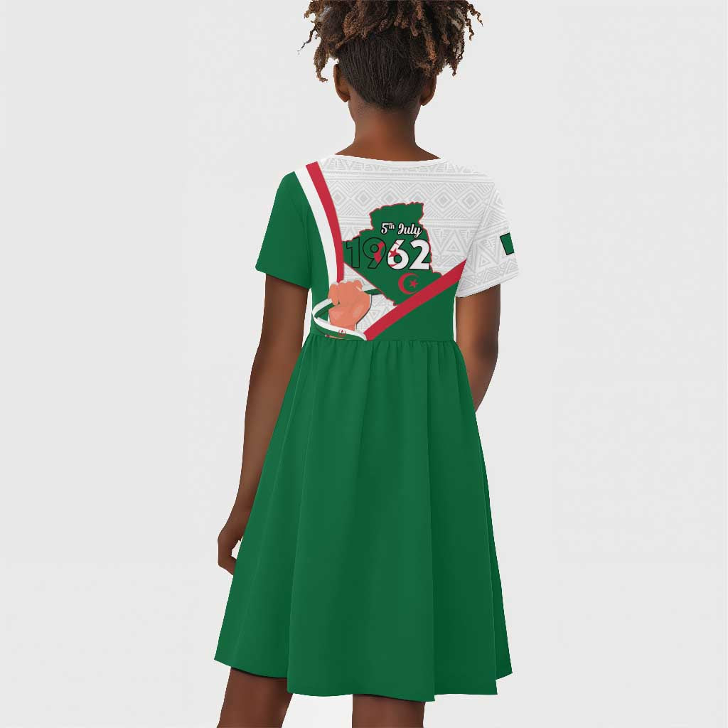 Algeria Independence Day Kid Short Sleeve Dress Coat Of Arms With Maqam Echahid