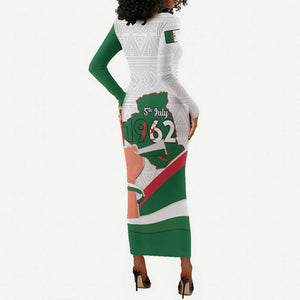 Algeria Independence Day Long Sleeve Bodycon Dress Coat Of Arms With Maqam Echahid LT15