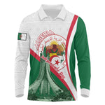 Algeria Independence Day Long Sleeve Polo Shirt Coat Of Arms With Maqam Echahid