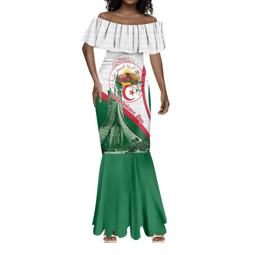 Algeria Independence Day Mermaid Dress Coat Of Arms With Maqam Echahid