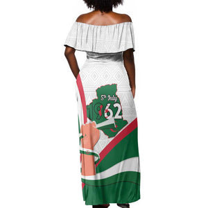 Algeria Independence Day Off Shoulder Maxi Dress Coat Of Arms With Maqam Echahid