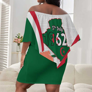 Algeria Independence Day Off Shoulder Short Dress Coat Of Arms With Maqam Echahid