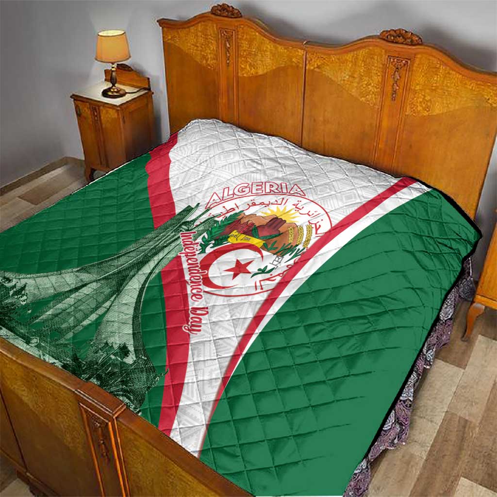 Algeria Independence Day Quilt Coat Of Arms With Maqam Echahid