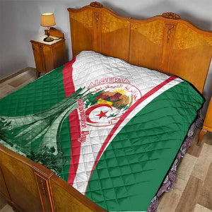 Algeria Independence Day Quilt Coat Of Arms With Maqam Echahid