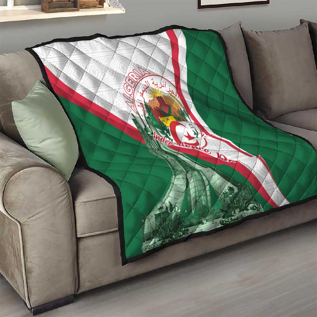 Algeria Independence Day Quilt Coat Of Arms With Maqam Echahid