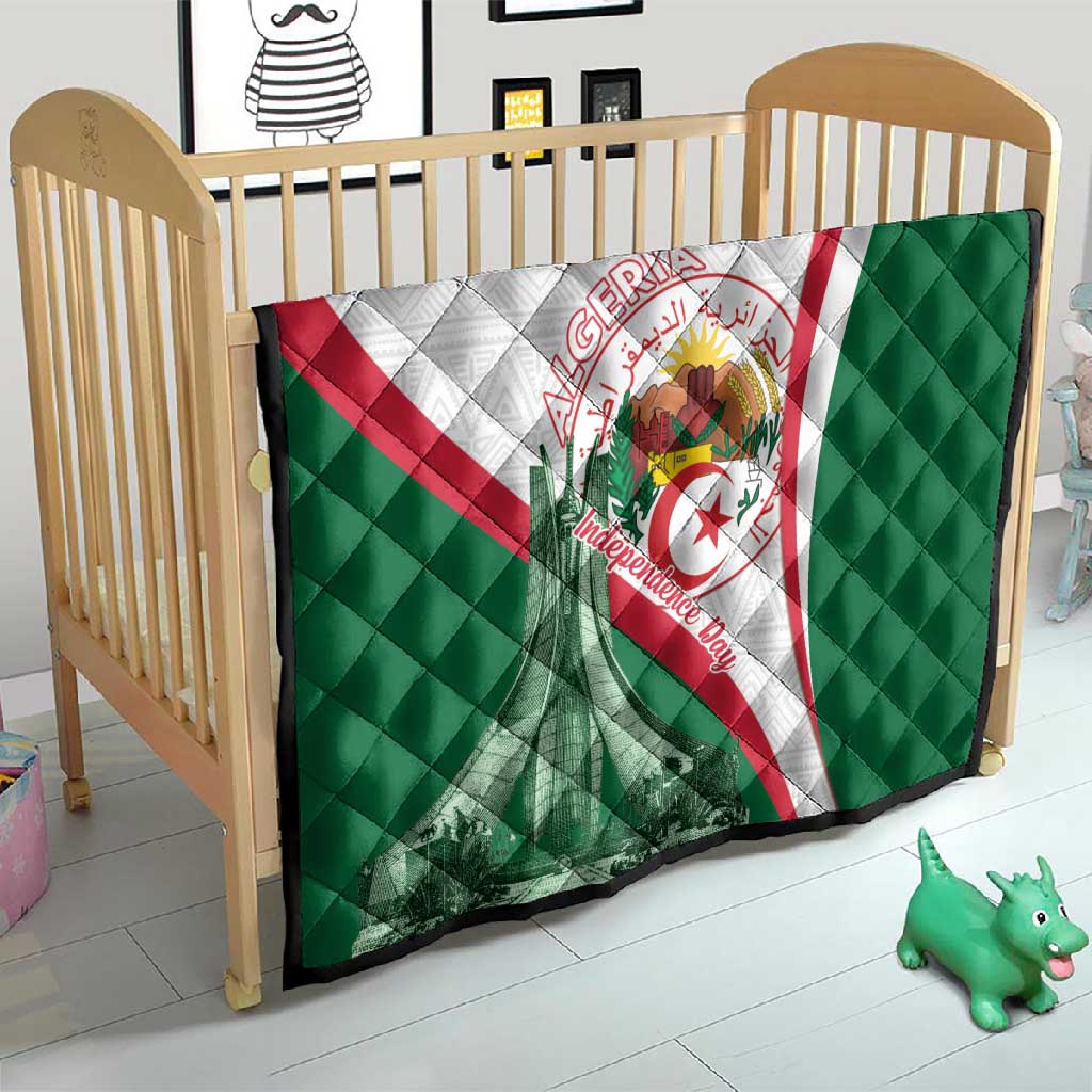Algeria Independence Day Quilt Coat Of Arms With Maqam Echahid