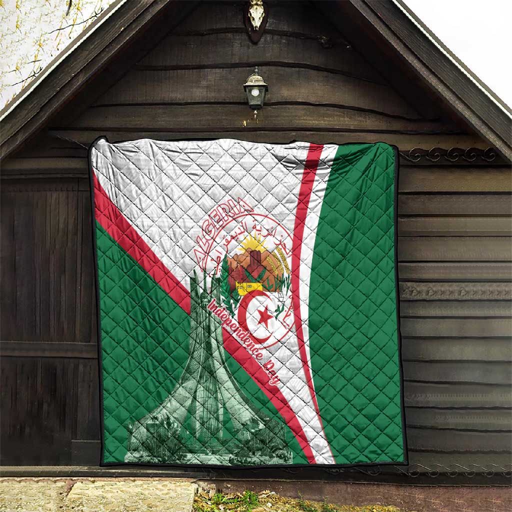 Algeria Independence Day Quilt Coat Of Arms With Maqam Echahid