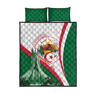 Algeria Independence Day Quilt Bed Set Coat Of Arms With Maqam Echahid