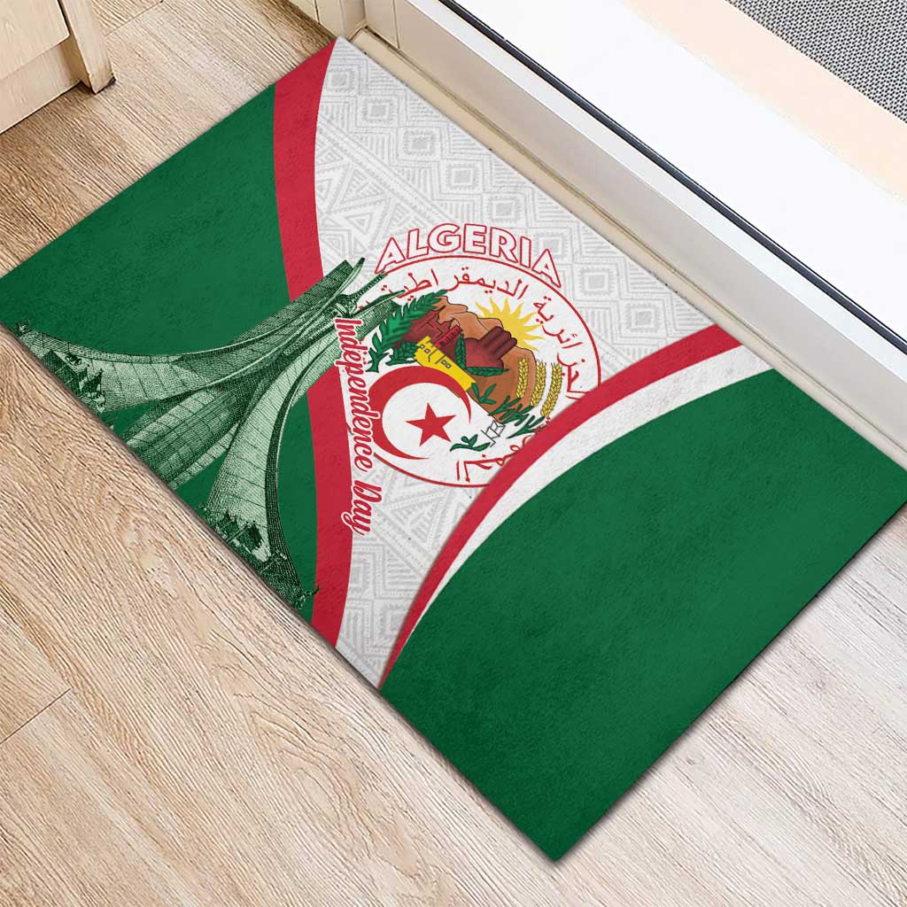 Algeria Independence Day Rubber Doormat Coat Of Arms With Maqam Echahid