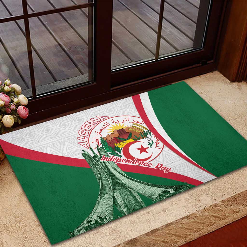 Algeria Independence Day Rubber Doormat Coat Of Arms With Maqam Echahid
