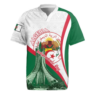 Algeria Independence Day Rugby Jersey Coat Of Arms With Maqam Echahid