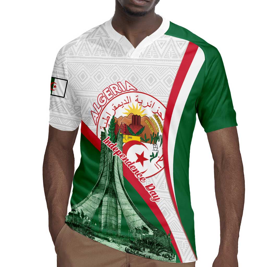 Algeria Independence Day Rugby Jersey Coat Of Arms With Maqam Echahid