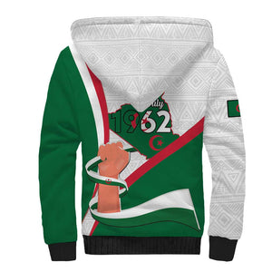 Algeria Independence Day Sherpa Hoodie Coat Of Arms With Maqam Echahid