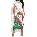 Algeria Independence Day Short Sleeve Bodycon Dress Coat Of Arms With Maqam Echahid LT15