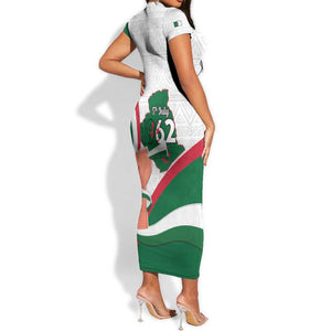 Algeria Independence Day Short Sleeve Bodycon Dress Coat Of Arms With Maqam Echahid LT15