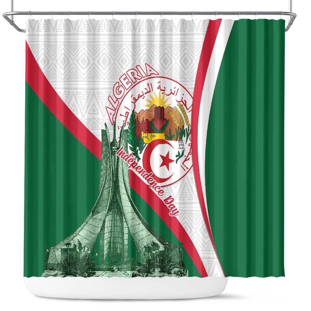 Algeria Independence Day Shower Curtain Coat Of Arms With Maqam Echahid