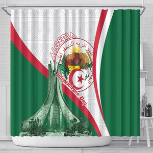 Algeria Independence Day Shower Curtain Coat Of Arms With Maqam Echahid