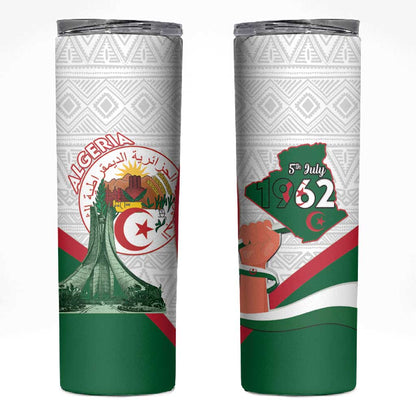 Algeria Independence Day Skinny Tumbler Coat Of Arms With Maqam Echahid