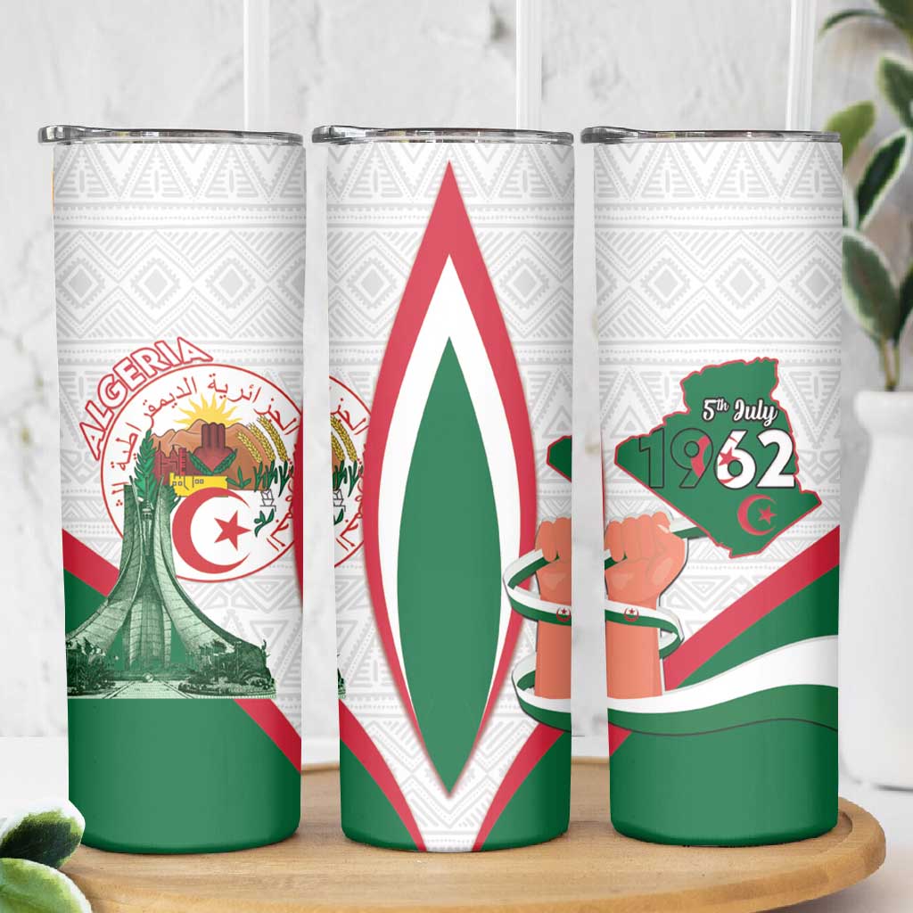 Algeria Independence Day Skinny Tumbler Coat Of Arms With Maqam Echahid