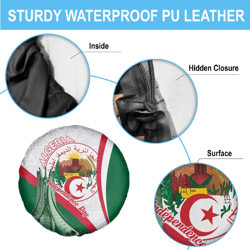 Algeria Independence Day Spare Tire Cover Coat Of Arms With Maqam Echahid