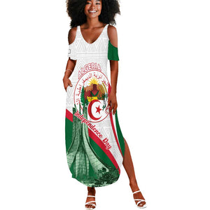 Algeria Independence Day Summer Maxi Dress Coat Of Arms With Maqam Echahid