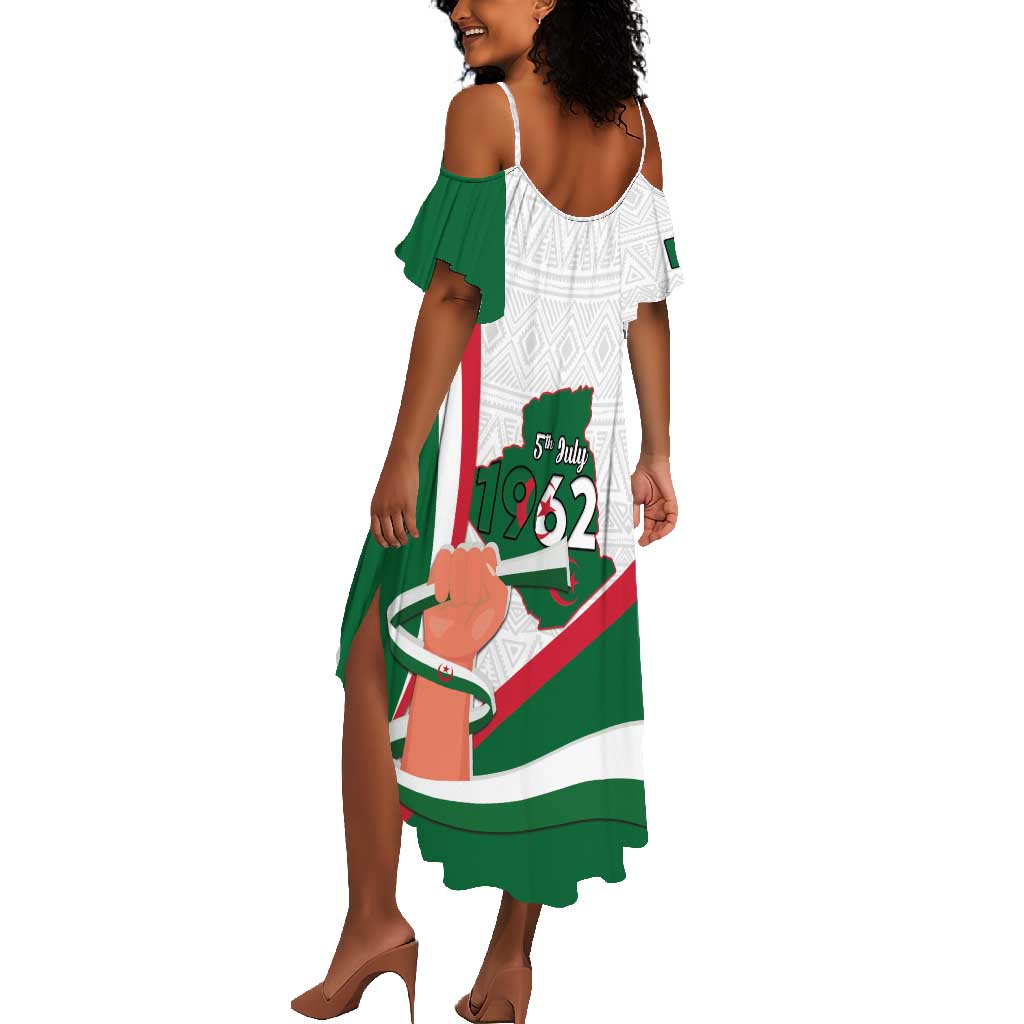 Algeria Independence Day Summer Maxi Dress Coat Of Arms With Maqam Echahid