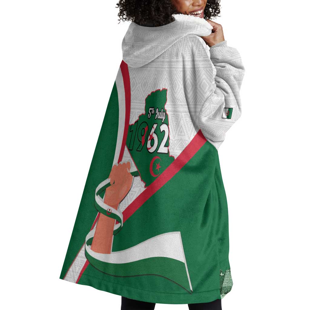 Algeria Independence Day Wearable Blanket Hoodie Coat Of Arms With Maqam Echahid