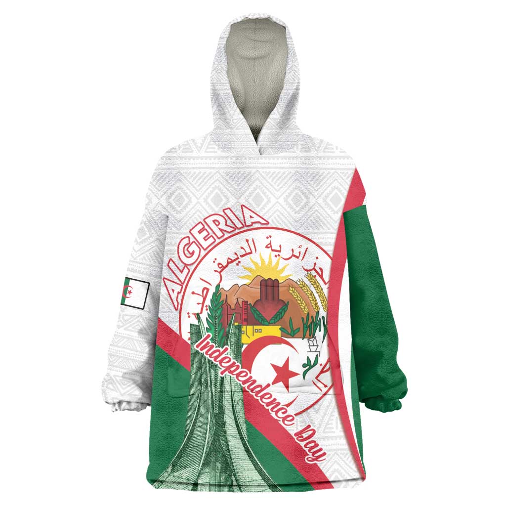 Algeria Independence Day Wearable Blanket Hoodie Coat Of Arms With Maqam Echahid