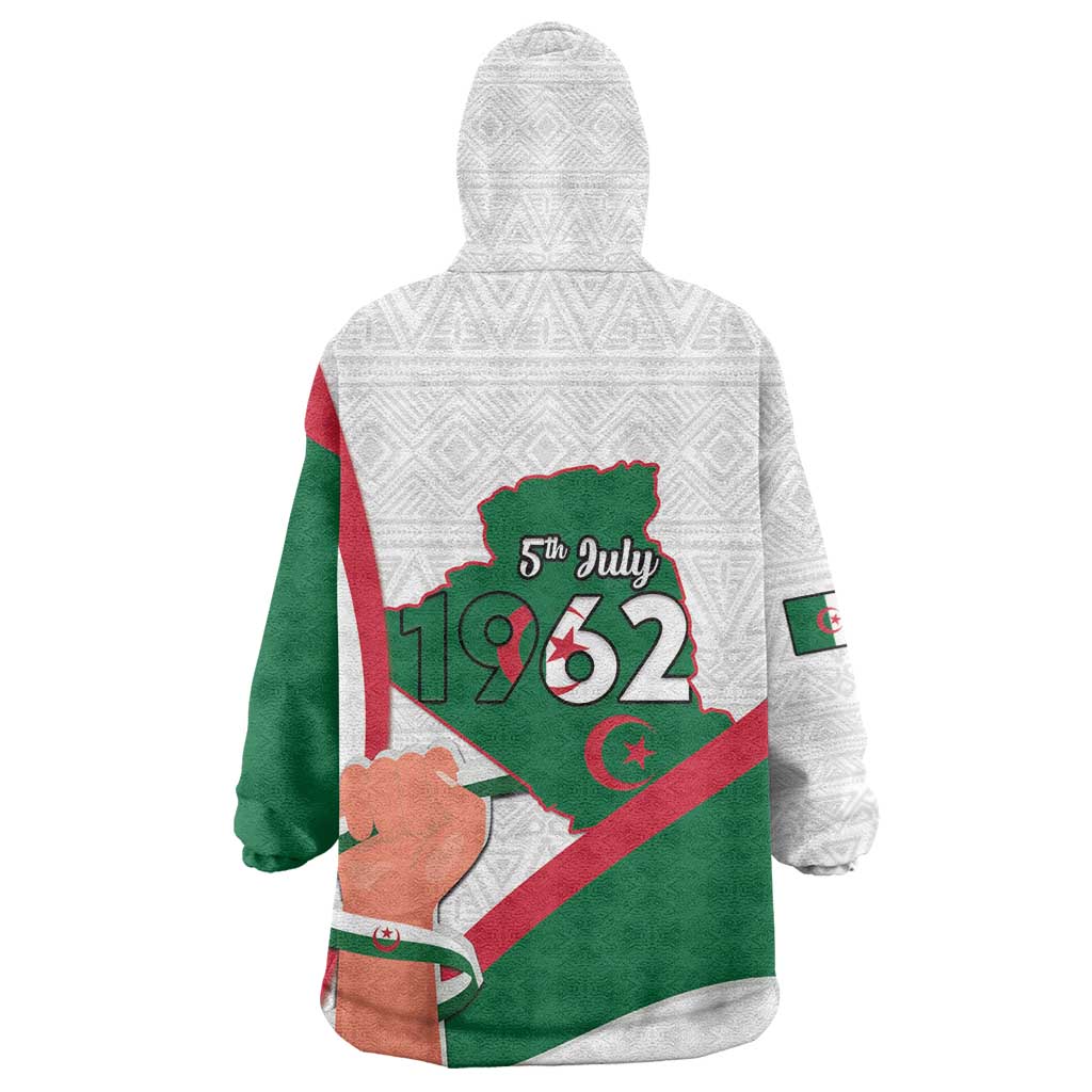 Algeria Independence Day Wearable Blanket Hoodie Coat Of Arms With Maqam Echahid