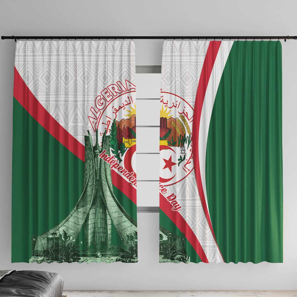 Algeria Independence Day Window Curtain Coat Of Arms With Maqam Echahid