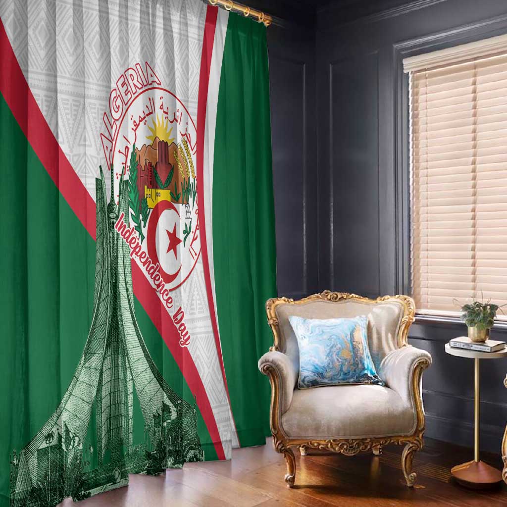 Algeria Independence Day Window Curtain Coat Of Arms With Maqam Echahid