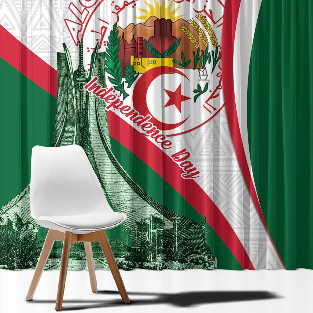 Algeria Independence Day Window Curtain Coat Of Arms With Maqam Echahid