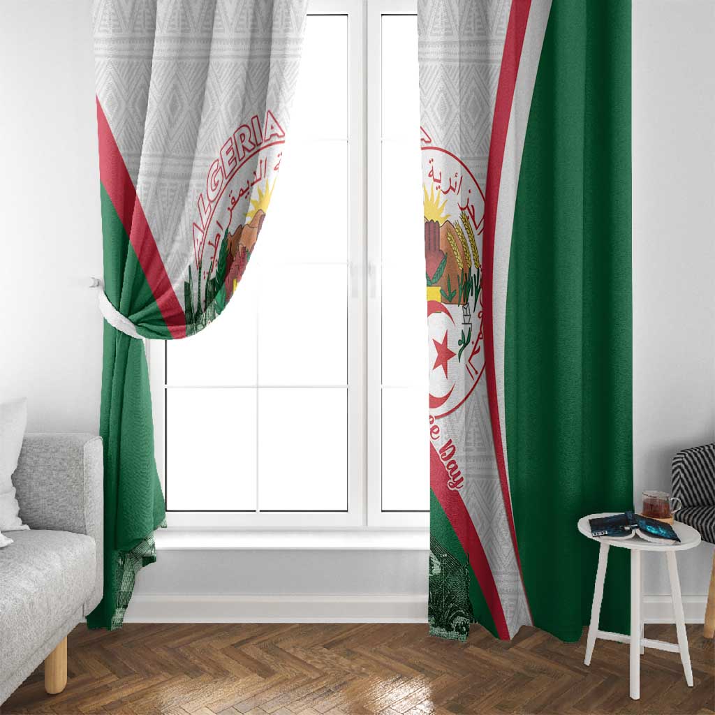 Algeria Independence Day Window Curtain Coat Of Arms With Maqam Echahid