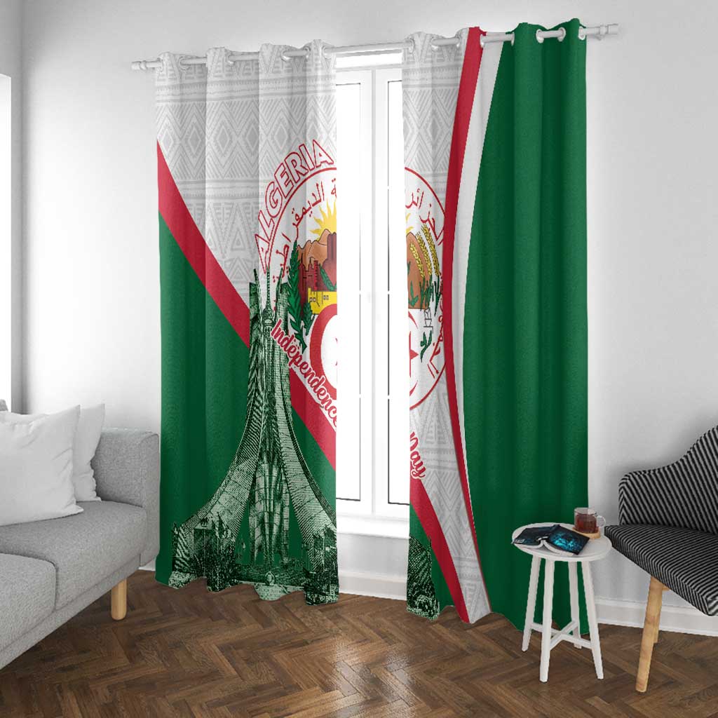 Algeria Independence Day Window Curtain Coat Of Arms With Maqam Echahid