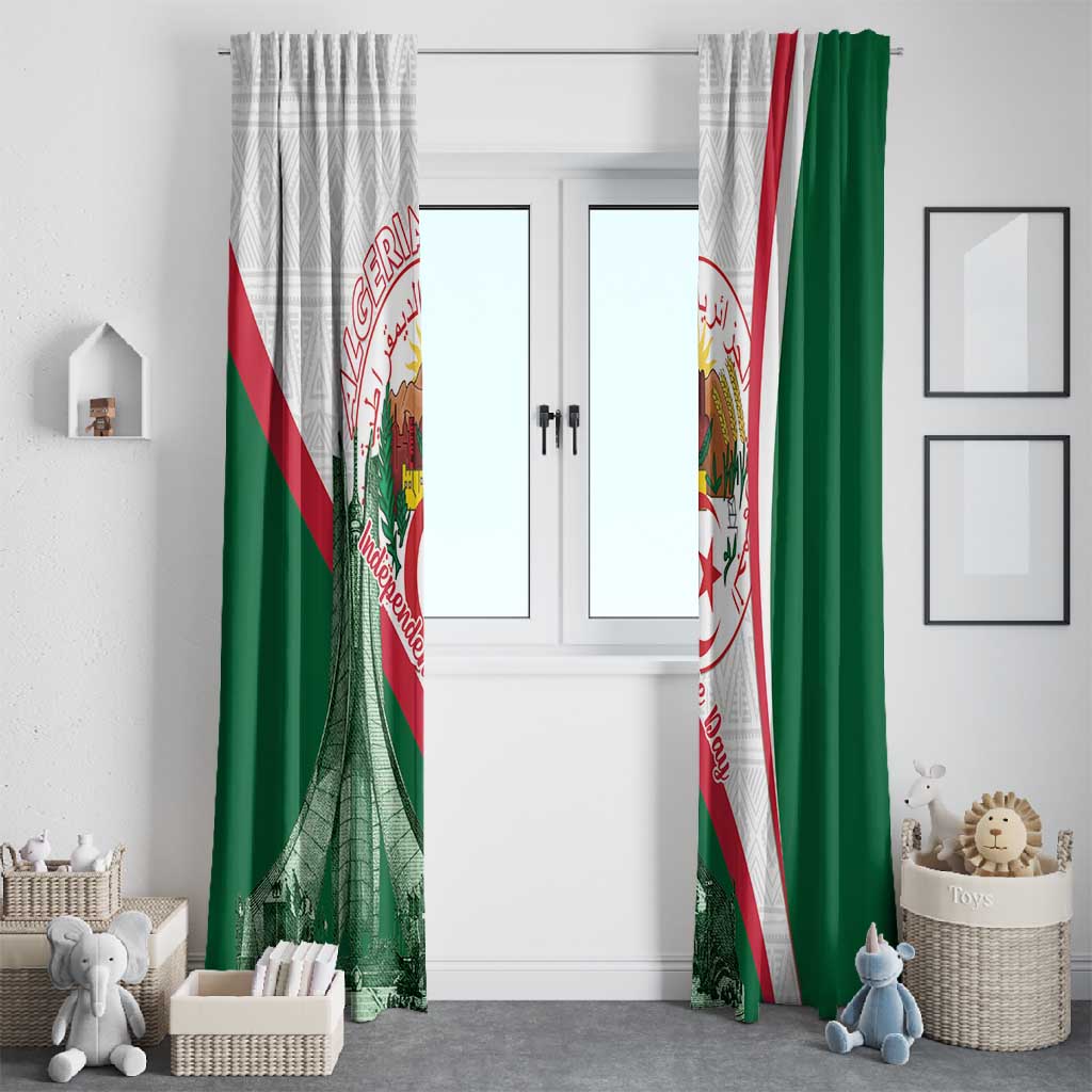 Algeria Independence Day Window Curtain Coat Of Arms With Maqam Echahid