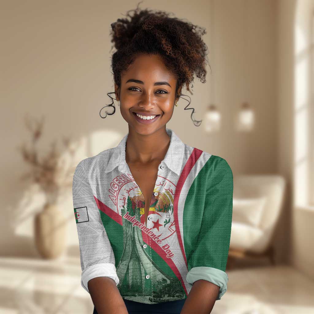 Algeria Independence Day Women Casual Shirt Coat Of Arms With Maqam Echahid