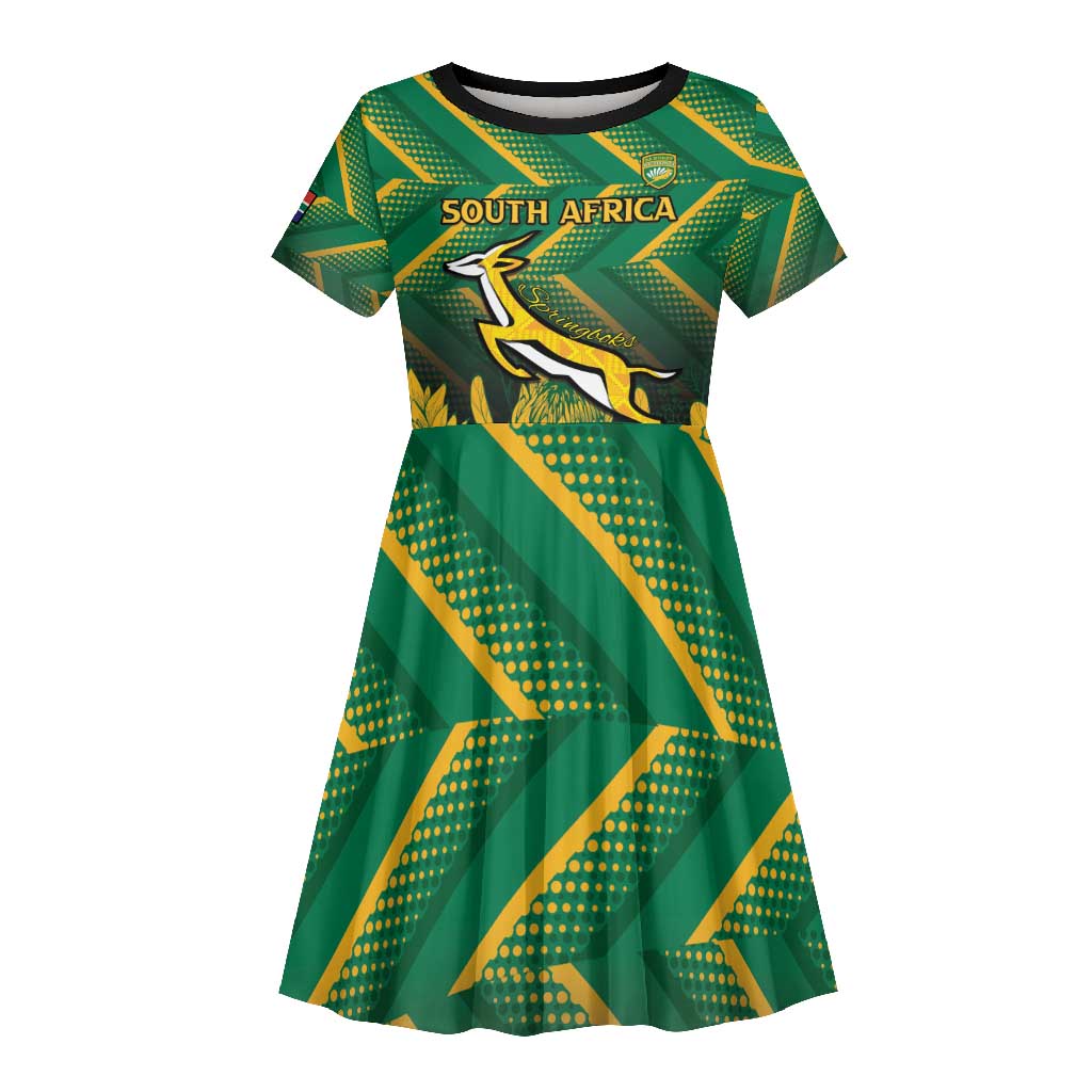 South Africa Rugby Custom Kid Short Sleeve Dress Go Springboks Go