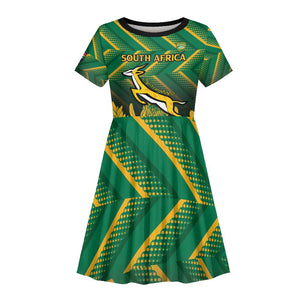 South Africa Rugby Custom Kid Short Sleeve Dress Go Springboks Go